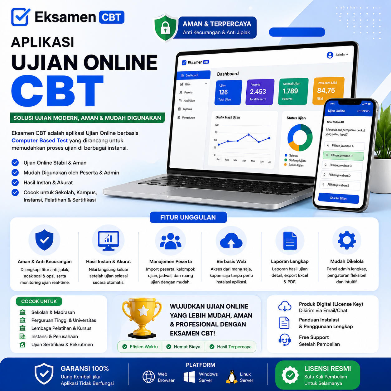 Jasa VPS Hosting Aplikasi UJian Online CBT Siap Pakai By EksamenCBT