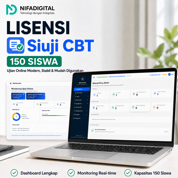 Lisensi Siuji CBT Premium— Aplikasi Ujian Online (CBT) untuk Sekolah & Madrasah 150 Peserta